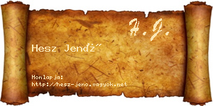 Hesz Jenő névjegykártya